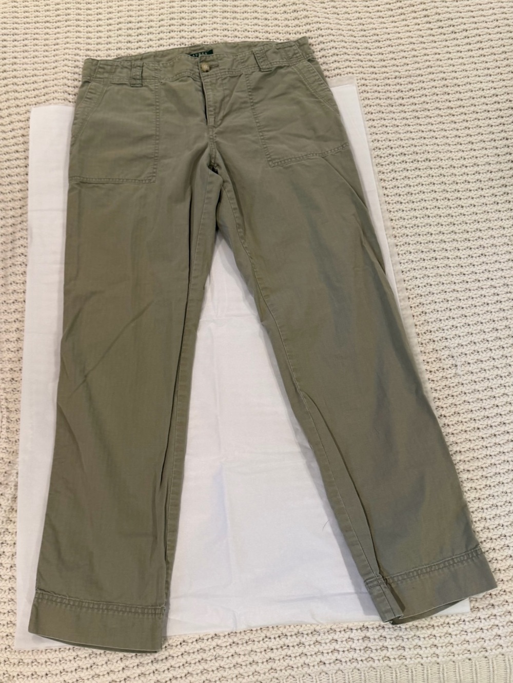 Vintage Ralph Lauren Green Utility Cargo Pants Cotton Size 10 - Picture 2 of 10